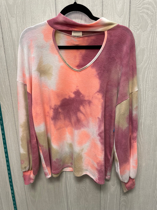 Top Long Sleeve By Bibi In Tie Dye Print, Size: L