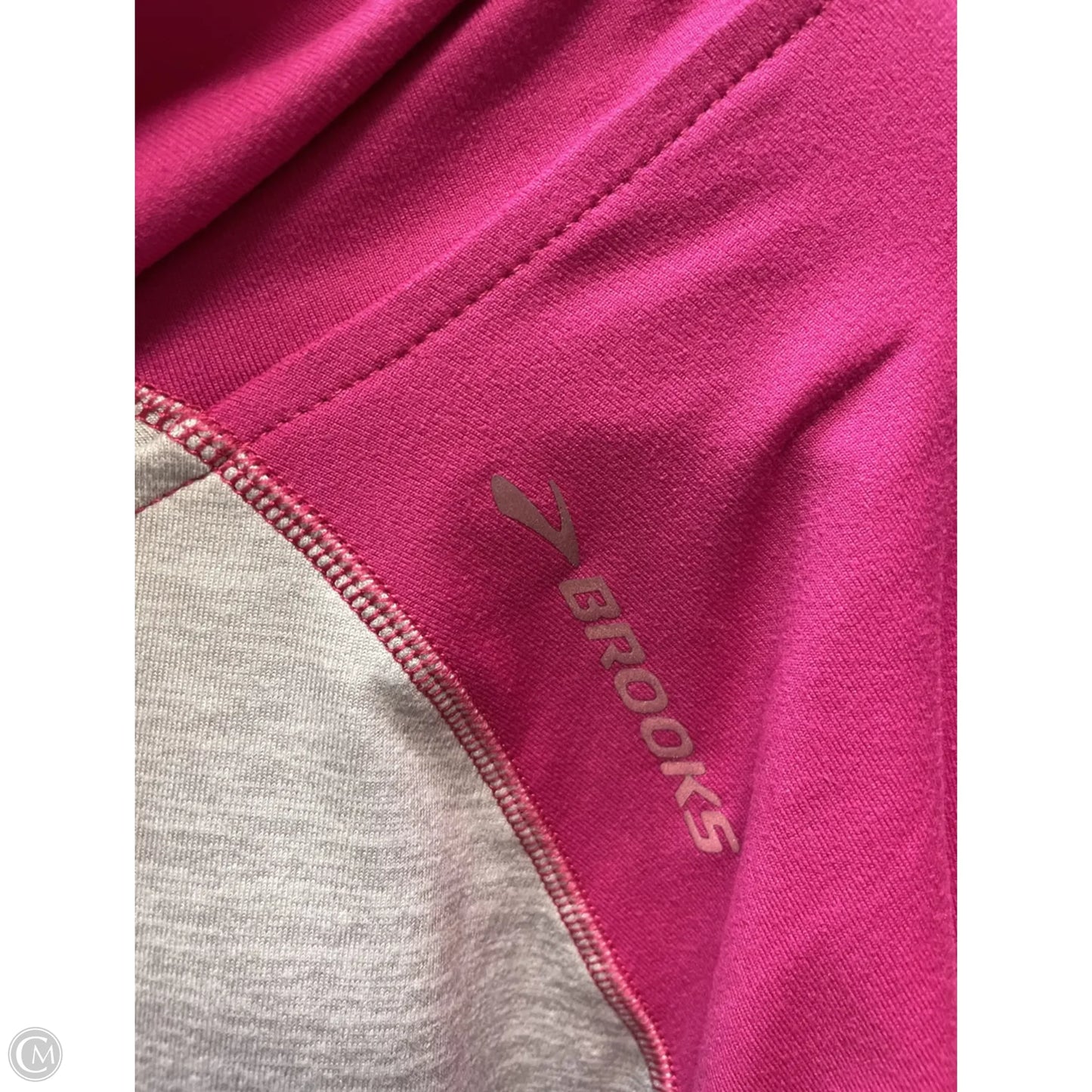 Athletic Top Long Sleeve Hoodie By Brooks In Grey & Pink, Size: Xl