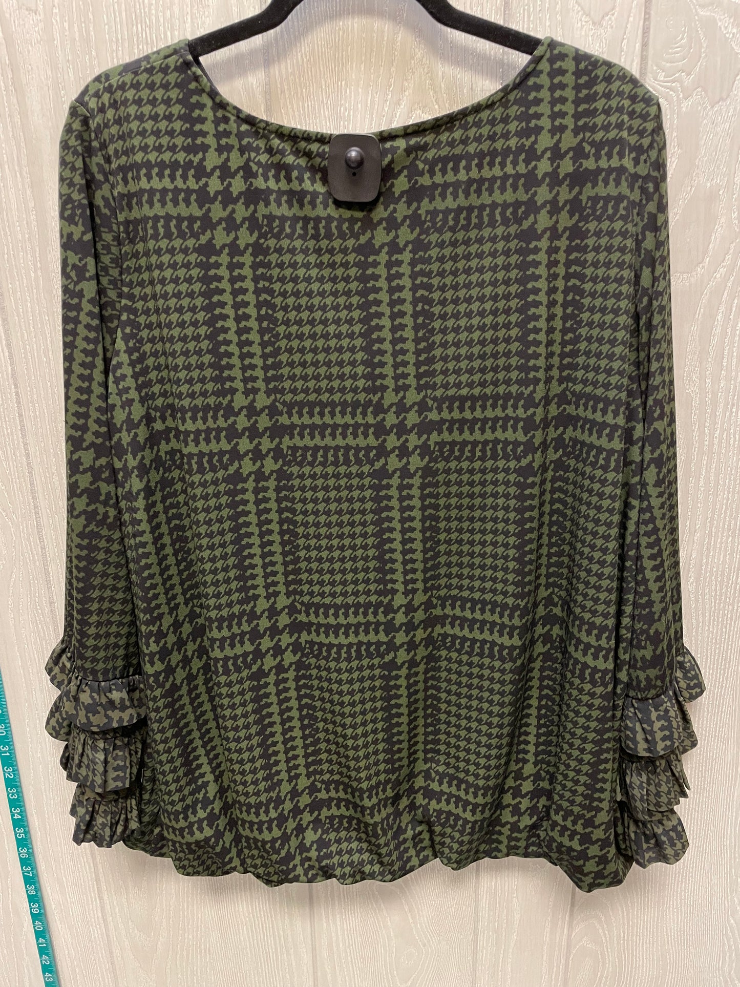 Blouse Long Sleeve By Philosophy In Black & Green, Size: 1x