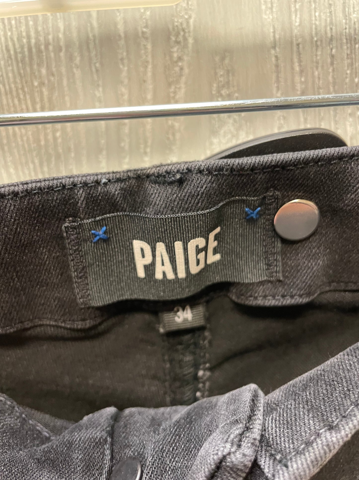 Jeans Cropped By Paige In Black Denim, Size: 18