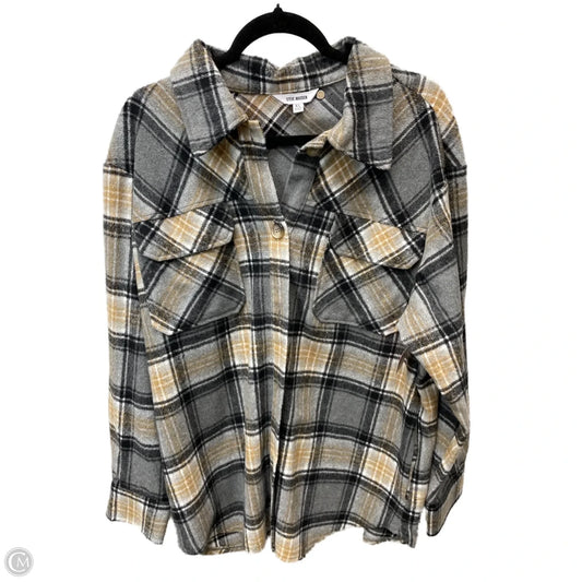 Jacket Shirt By Steve Madden In Brown & Grey, Size: Xl
