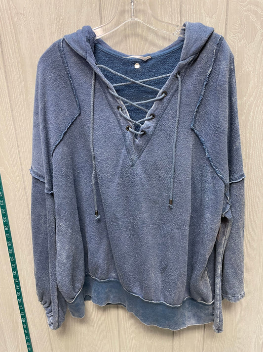 Sweatshirt Hoodie By Free People In Blue, Size: L
