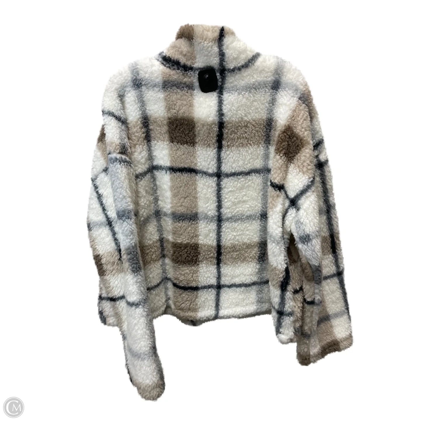 Jacket Faux Fur & Sherpa By Thread And Supply In Cream & Grey, Size: 1x