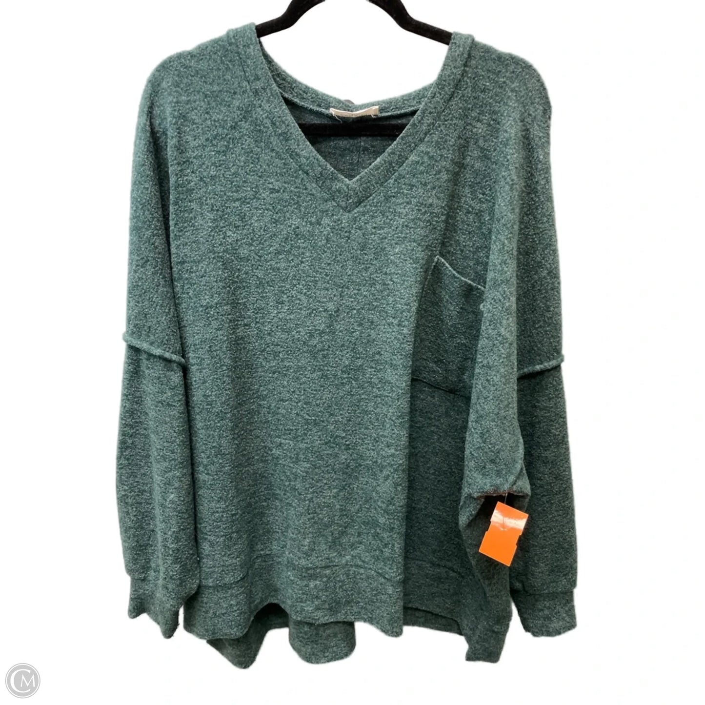 Top Long Sleeve By Zenana Outfitters In Green, Size: 1x