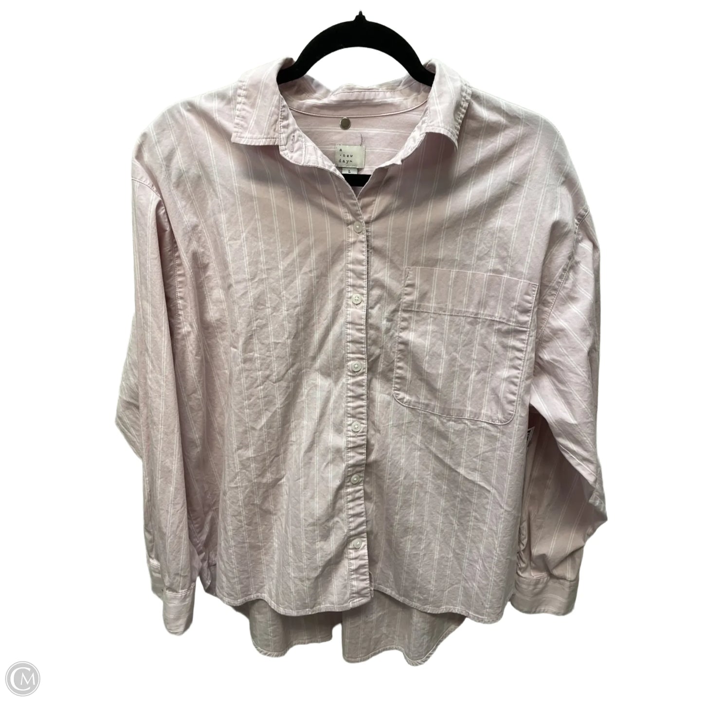 Top Long Sleeve By A New Day In Pink & White, Size: L