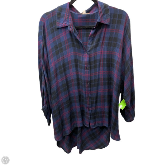 Tunic Long Sleeve By Philosophy In Blue & Red, Size: 1x