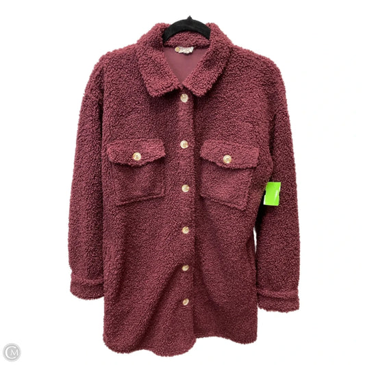 Jacket Faux Fur & Sherpa By Hem & Thread In Maroon, Size: M