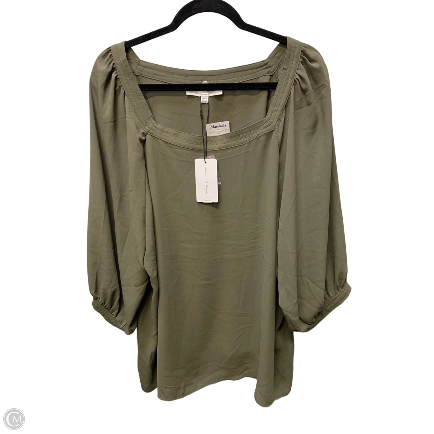 Blouse Short Sleeve By Chelsea And Theodore In Green, Size: 2x