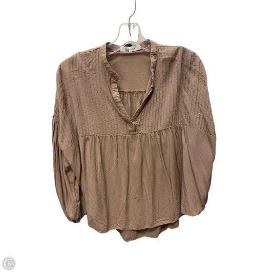 Top Long Sleeve By Mustard Seed In Brown, Size: M