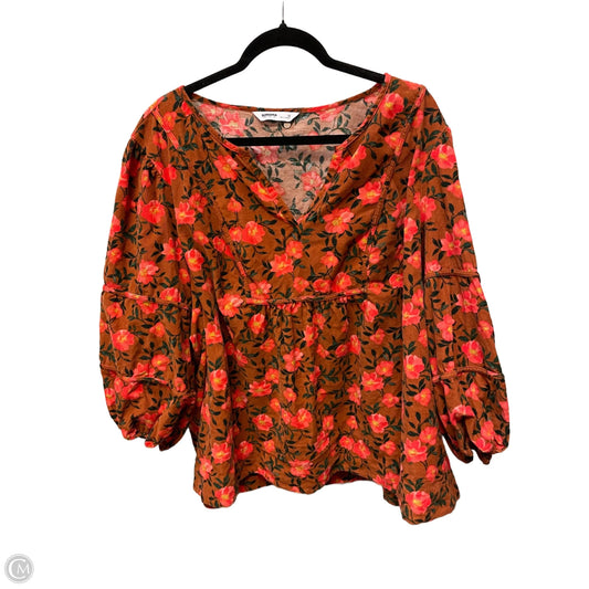 Top Long Sleeve By Sonoma In Floral Print, Size: 3x