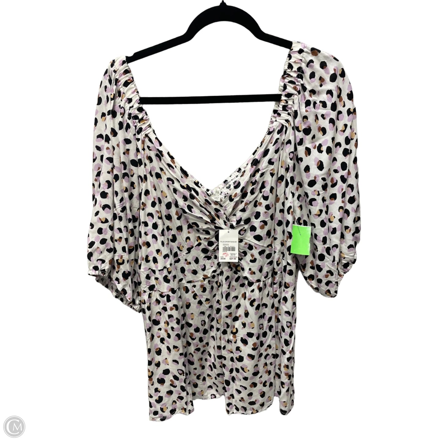 Blouse Short Sleeve By Cato In Animal Print, Size: 3x