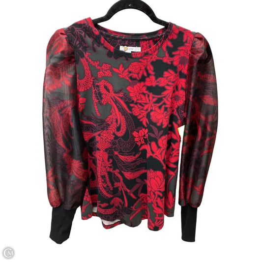 Top Long Sleeve By Chicos In Black & Red, Size: S