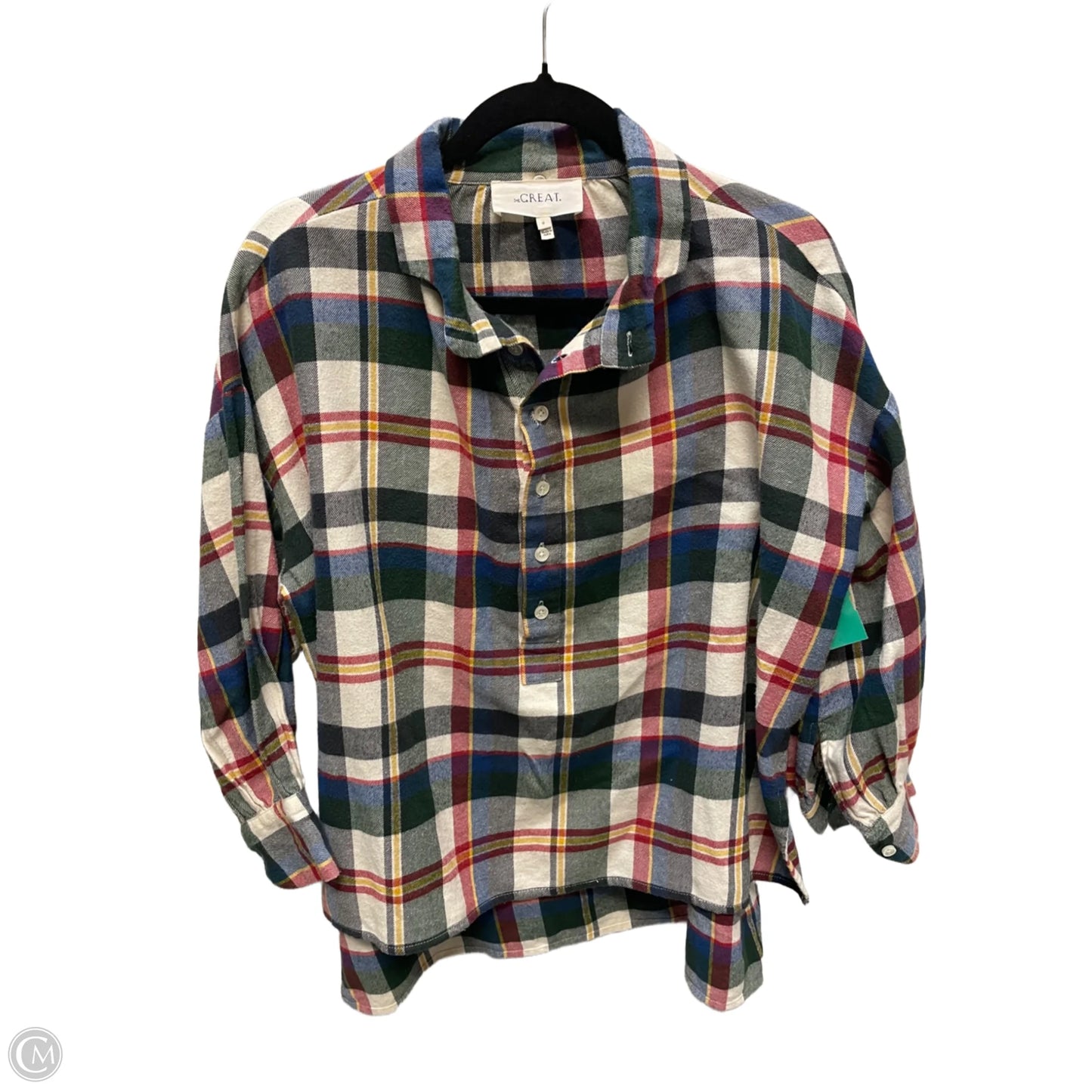 Top Long Sleeve By The Great. In Plaid Pattern, Size: Xs