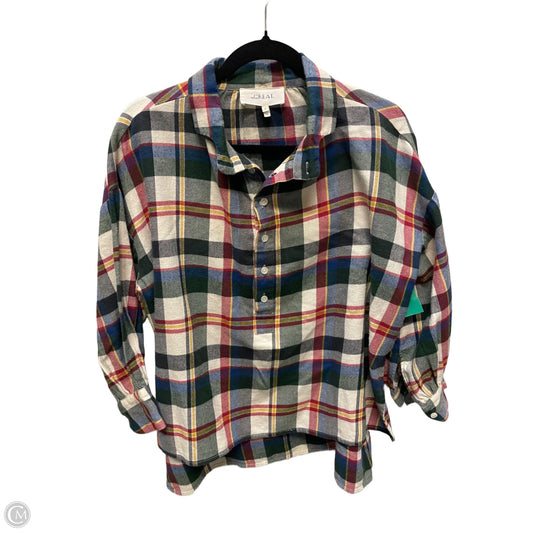 Top Long Sleeve By The Great. In Plaid Pattern, Size: Xs