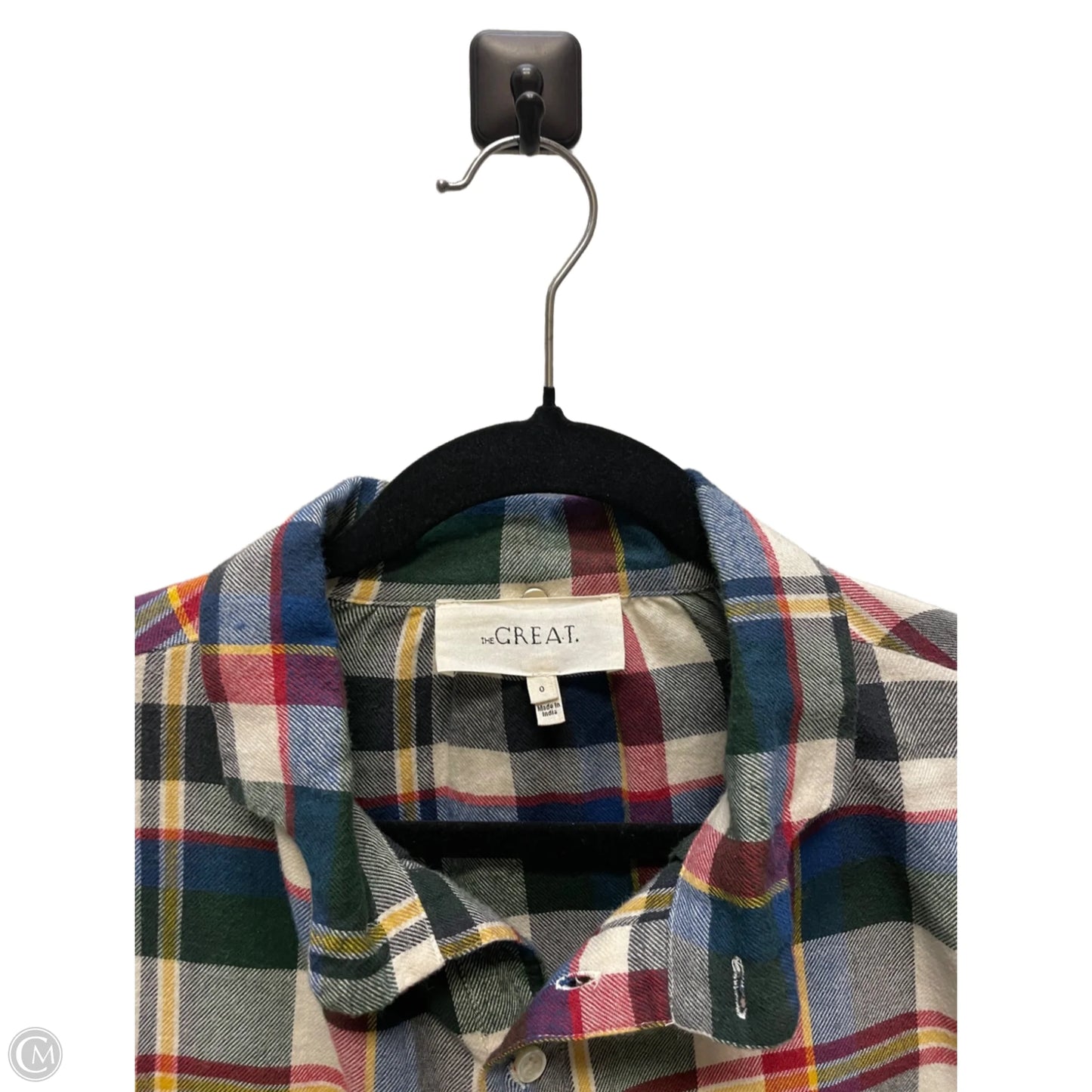 Top Long Sleeve By The Great. In Plaid Pattern, Size: Xs