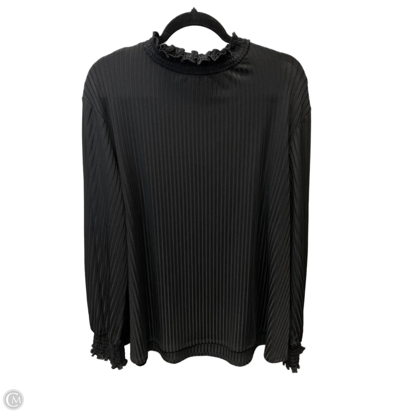 Blouse Long Sleeve By Cato In Black, Size: 1x