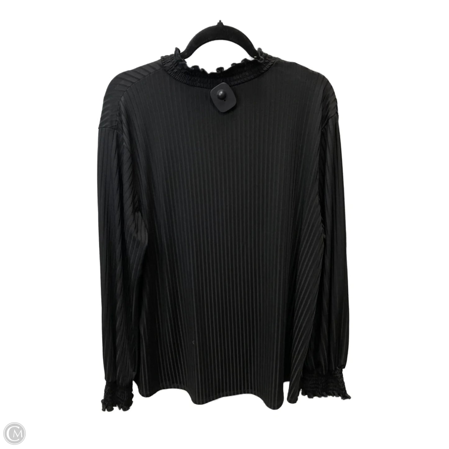 Blouse Long Sleeve By Cato In Black, Size: 1x