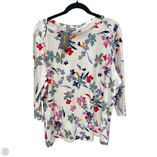 Top 3/4 Sleeve By Style And Company In Floral Print, Size: 3x