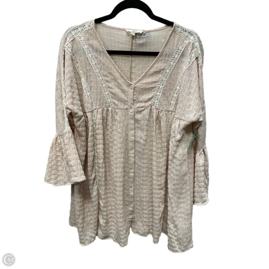 Blouse Long Sleeve By Entro In Tan, Size: M