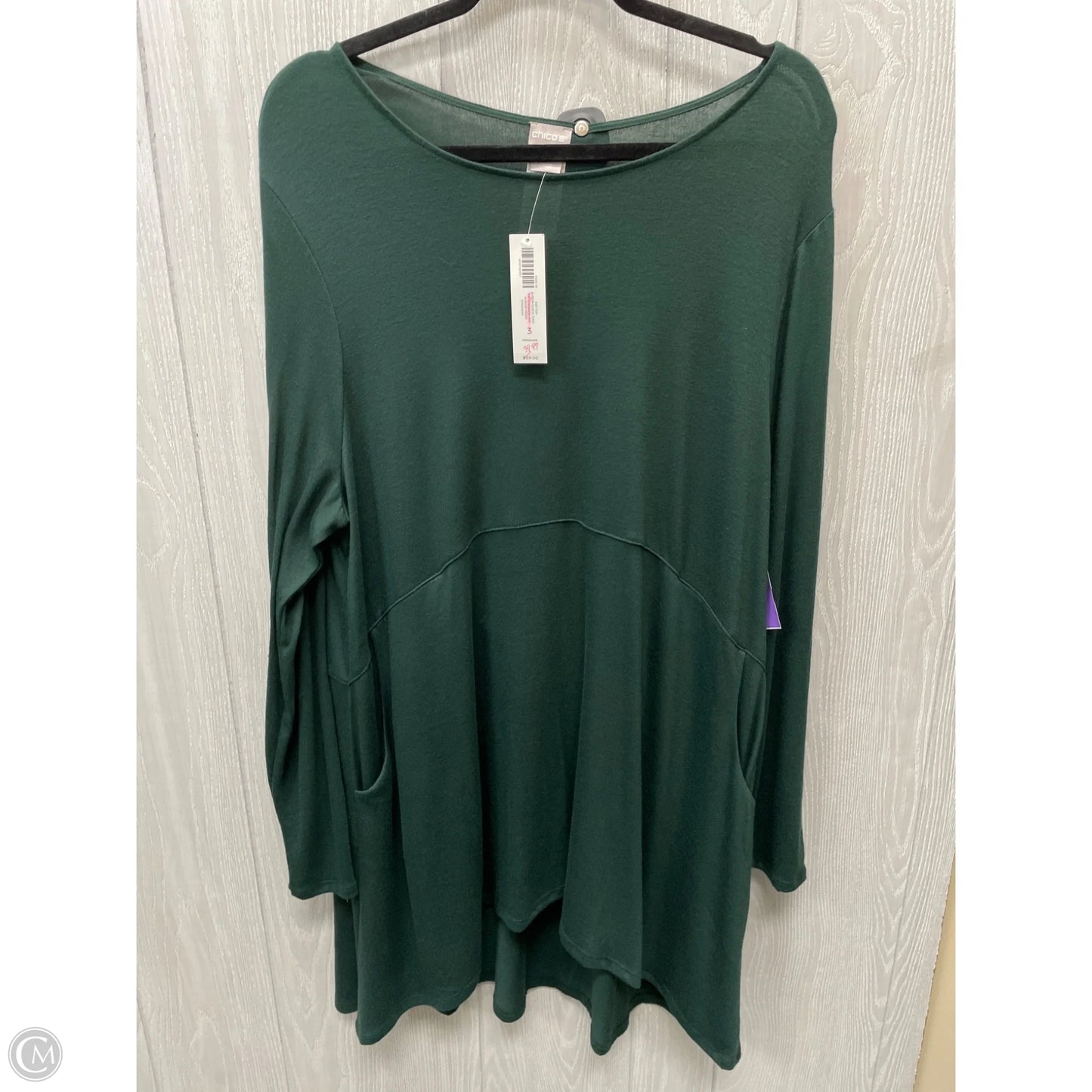 Tunic Long Sleeve By Chicos In Green, Size: Xl