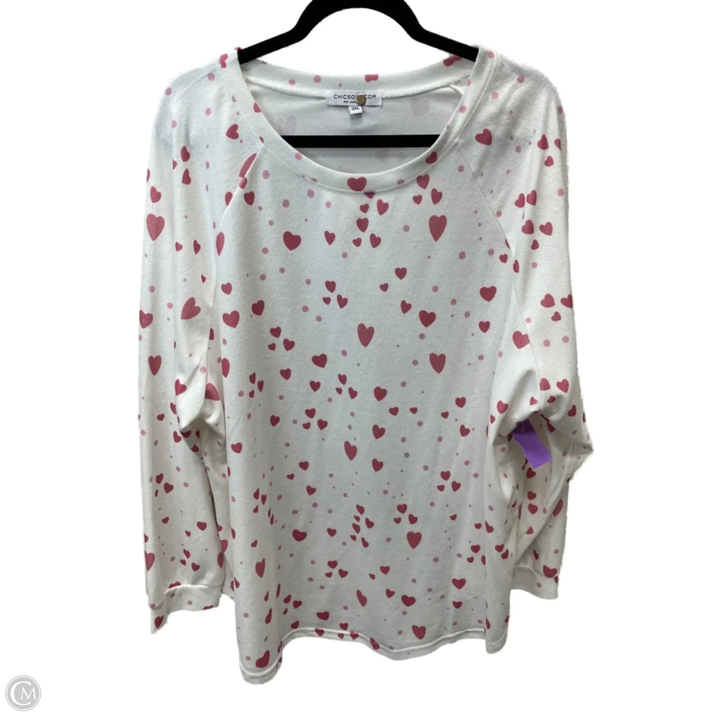 Top Long Sleeve By Chicsoul In Cream & Pink, Size: 3x
