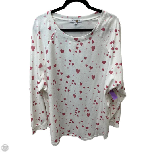 Top Long Sleeve By Chicsoul In Cream & Pink, Size: 3x
