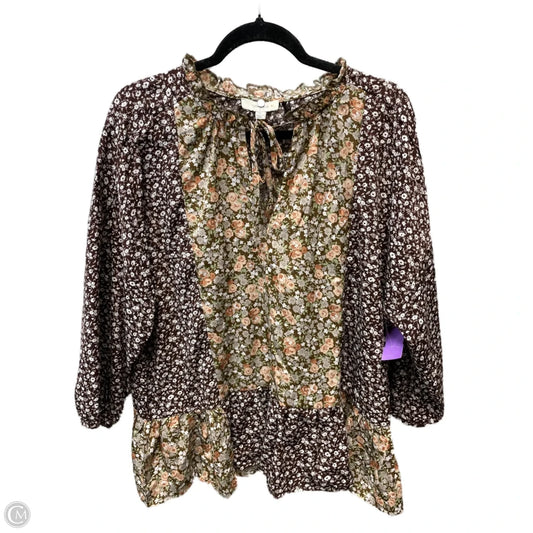 Blouse 3/4 Sleeve By Umgee In Floral Print, Size: 1x