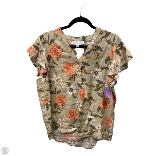 Top Short Sleeve By Clothes Mentor In Floral Print, Size: L
