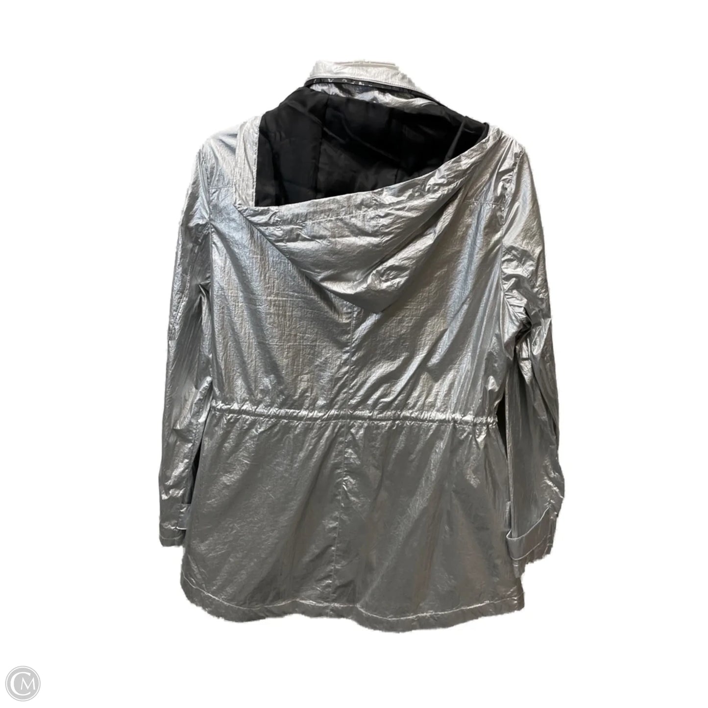 Jacket Windbreaker By Dkny In Silver, Size: M
