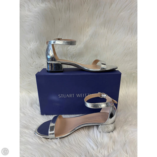Sandals Designer By Stuart Weitzman In Silver, Size: 9