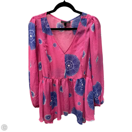 Blouse Long Sleeve By Lane Bryant In Blue & Pink, Size: 1x