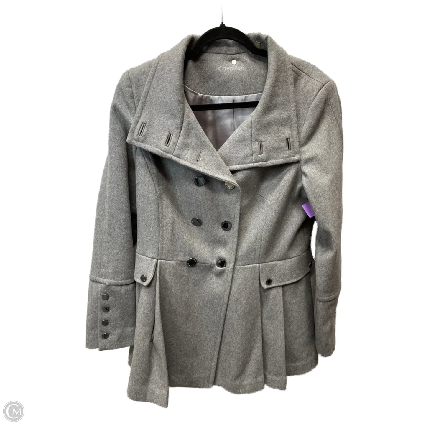 Coat Wool By Calvin Klein In Grey, Size: L