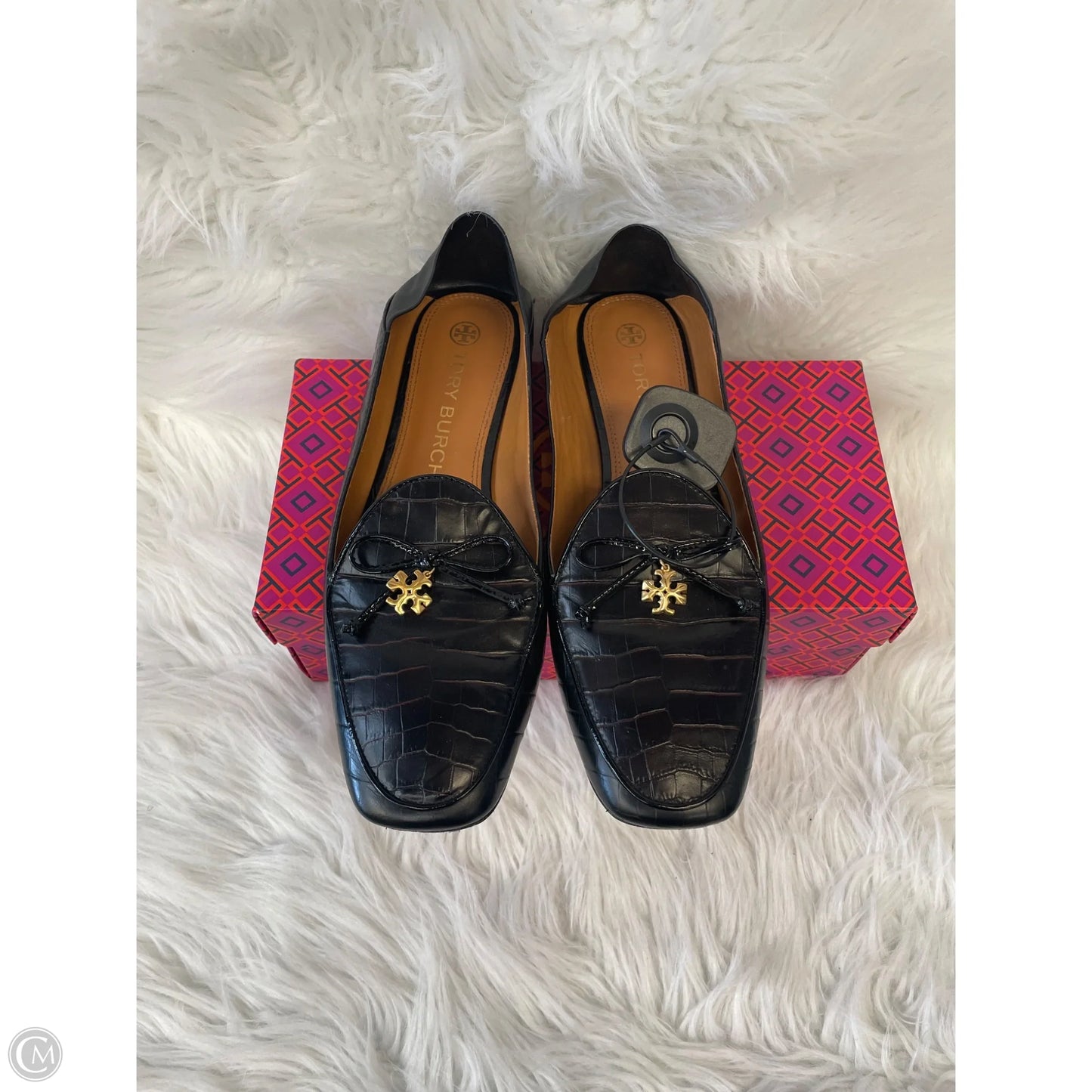 Shoes Designer By Tory Burch In Black & Gold, Size: 10.5