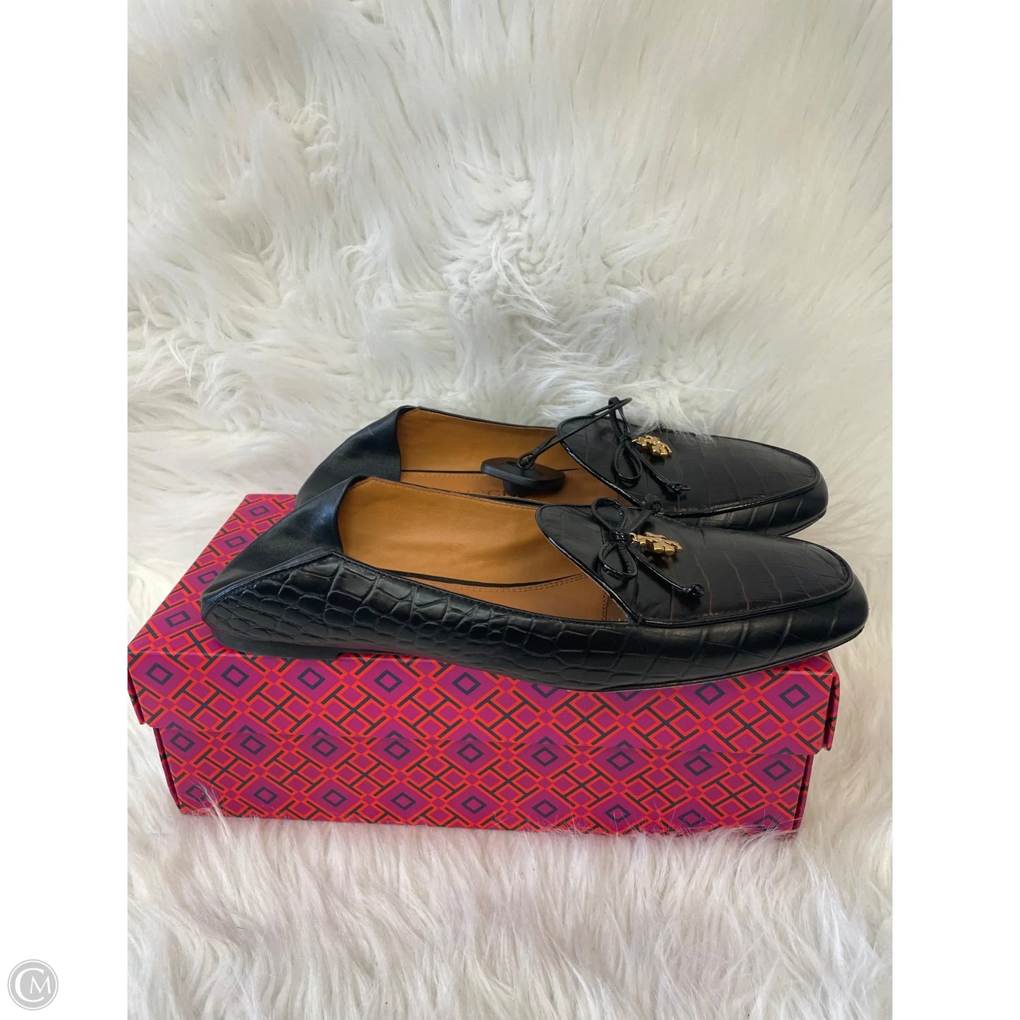 Shoes Designer By Tory Burch In Black & Gold, Size: 10.5