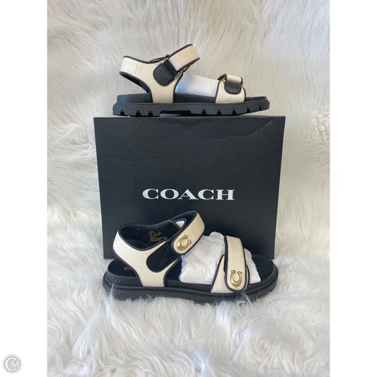 Sandals Designer By Coach In Black & Cream, Size: 9.5