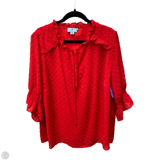 Blouse 3/4 Sleeve By Cece In Red, Size: 2x