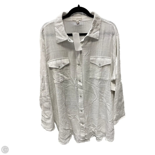 Tunic Long Sleeve By Woman Within In Cream, Size: 1x