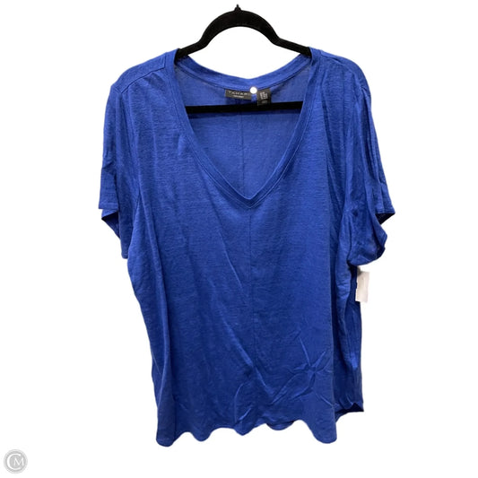Top Short Sleeve By Tahari By Arthur Levine In Blue, Size: 2x