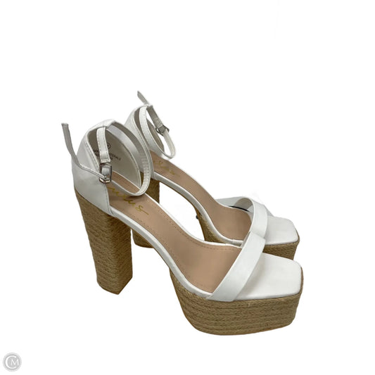 Sandals Heels Block By Lulu In White, Size: 11