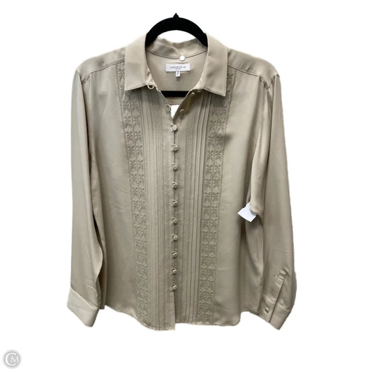 Blouse Designer By Lafayette 148 In Tan, Size: S