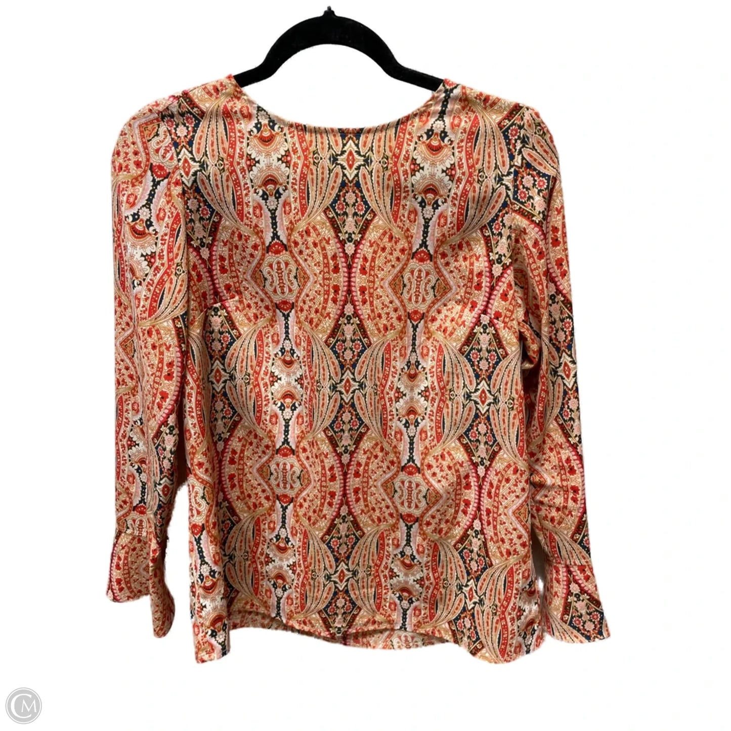 Blouse Long Sleeve By Dalia In Orange & Red, Size: S