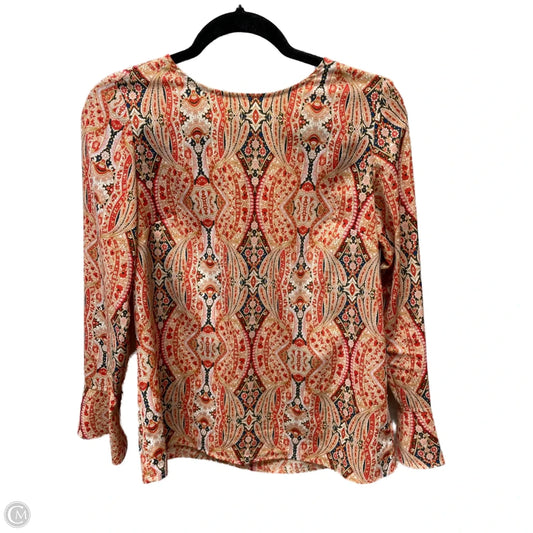 Blouse Long Sleeve By Dalia In Orange & Red, Size: S