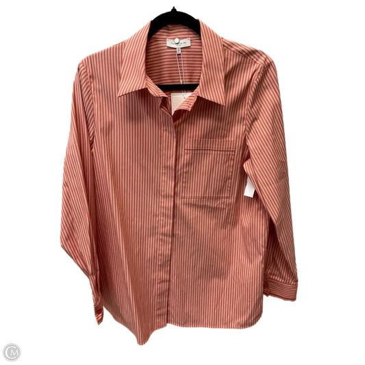Blouse Designer By Lafayette 148 In Striped Pattern, Size: L