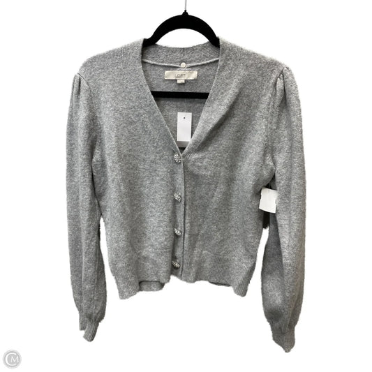 Sweater Cardigan By Loft In Grey, Size: S