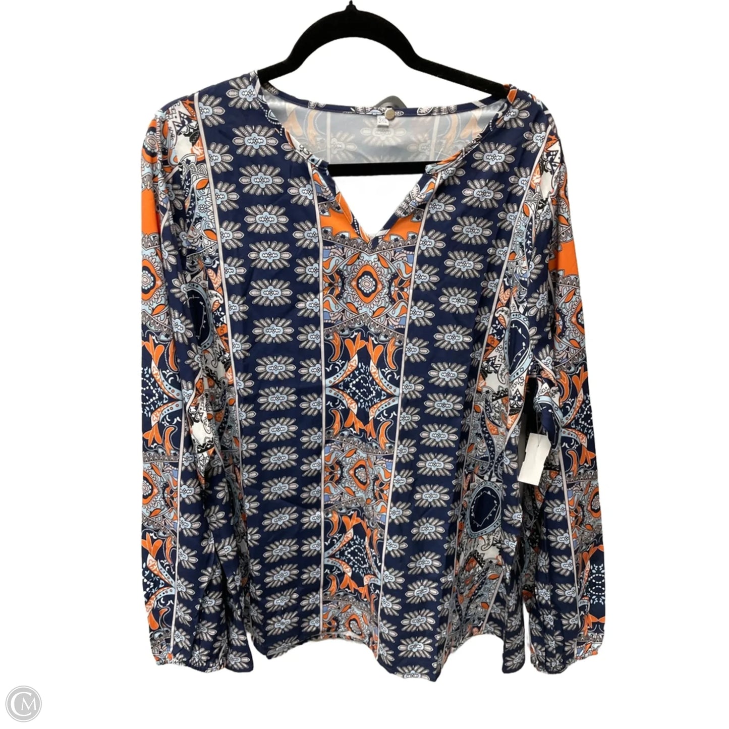 Top Long Sleeve By Clothes Mentor In Blue & Orange, Size: 3x