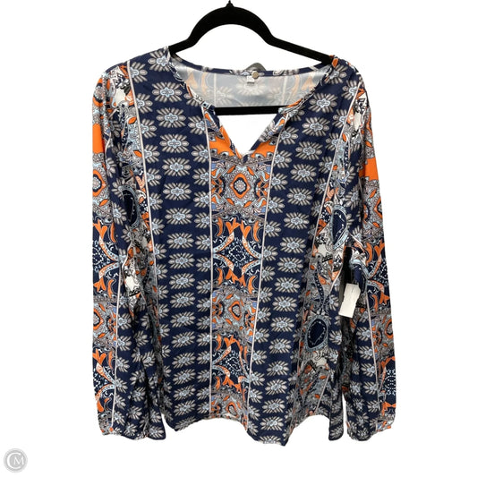 Top Long Sleeve By Clothes Mentor In Blue & Orange, Size: 3x