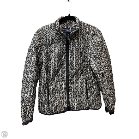 Jacket Puffer & Quilted By Lands End In Black & Cream, Size: L