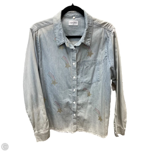 Top Long Sleeve By lauren moshi -  In Blue Denim, Size: Xl
