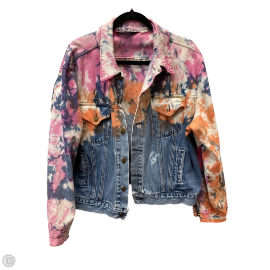 Jacket Denim By Clothes Mentor In Tie Dye Print, Size: 1x