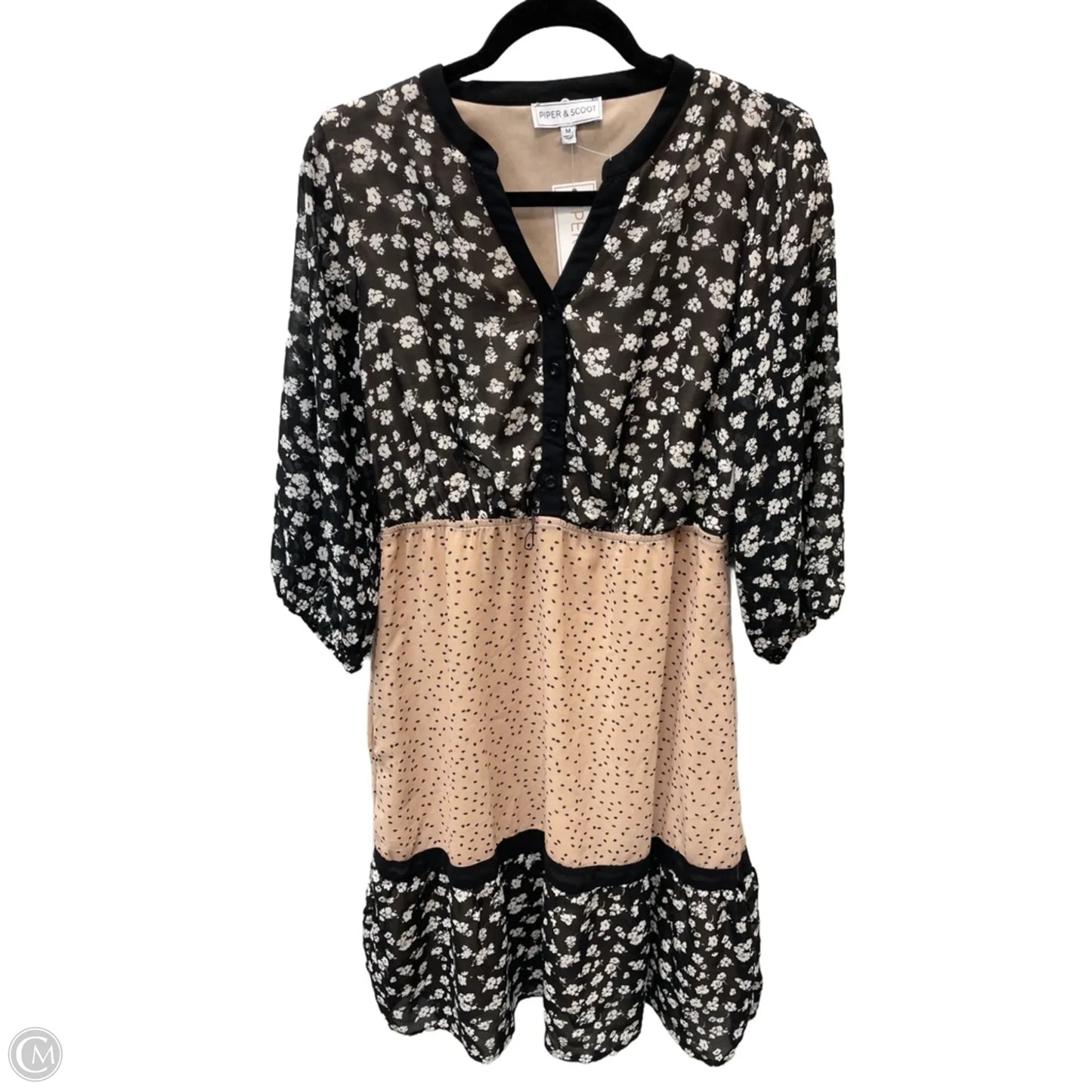 Dress Casual Short By Clothes Mentor In Black & Tan, Size: M